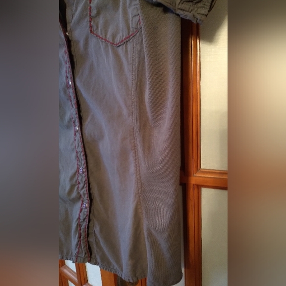 Women's Jrs 90s Y2K Snap Front Shirt Sz M By Witness, Embroidered Distressed - Picture 5 of 10